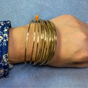 Thin gold tone bangle set 12x